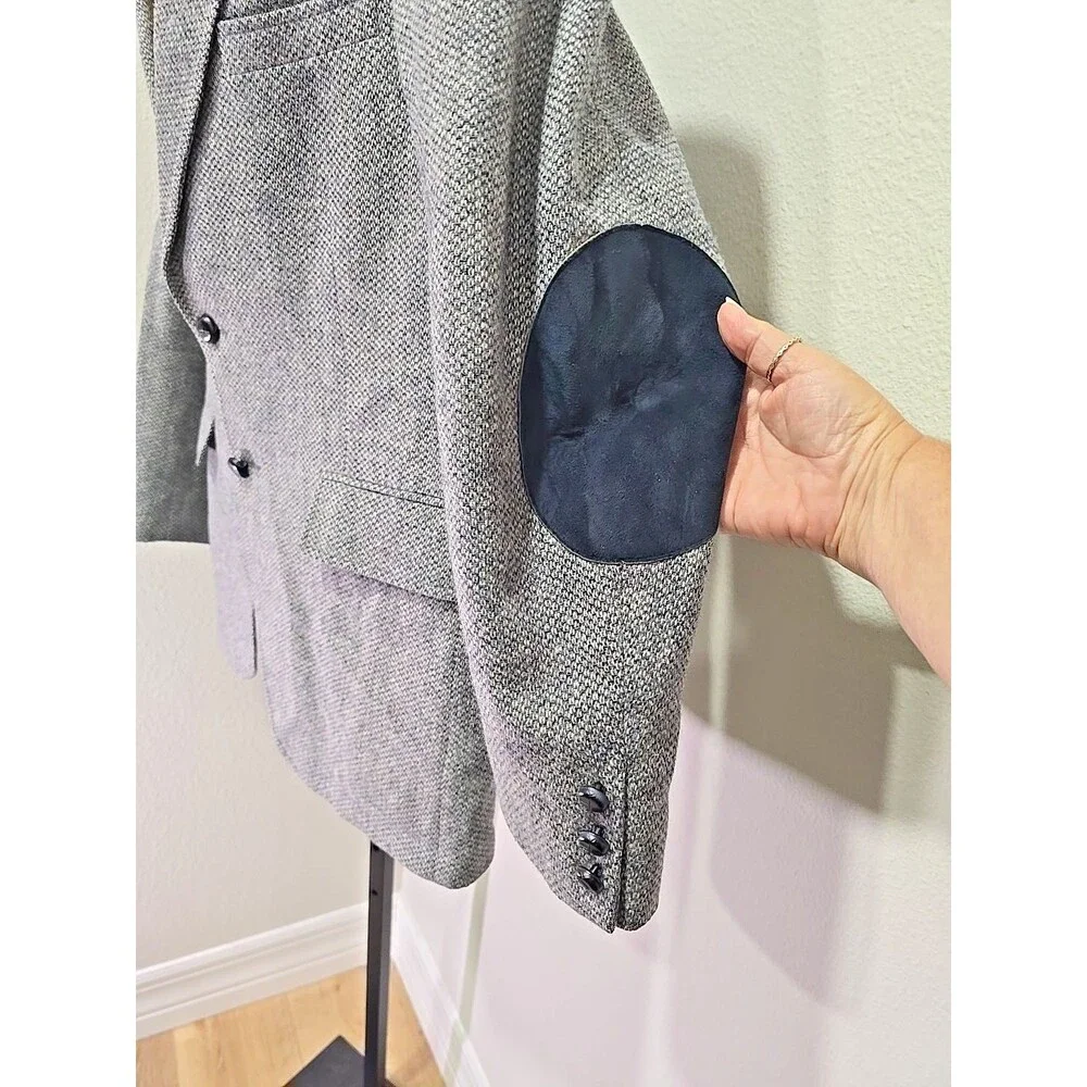 Shefford Anderson Little Wool Blue Tweed Blazer 44R Mens Elbow Patch Classic USA